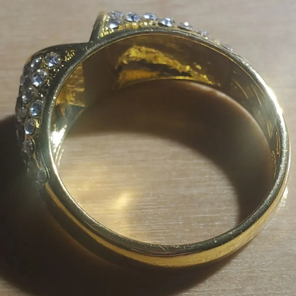 Clear White Baguette Diamond Cocktail Ring 14K Gold on 925 Sterling Silver